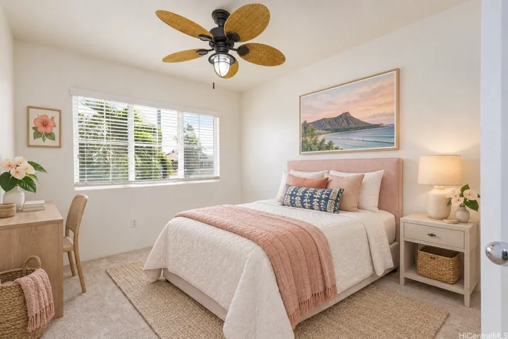 Virtually staged bedroom three