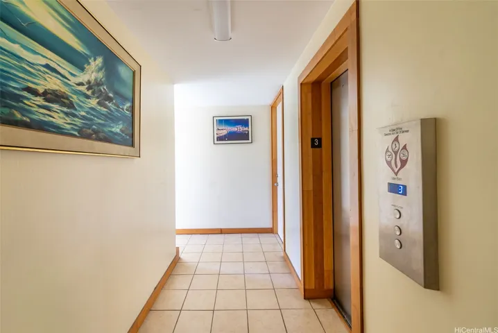 Unit entry next to elevator.