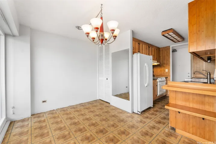 Kitchen into dining area.