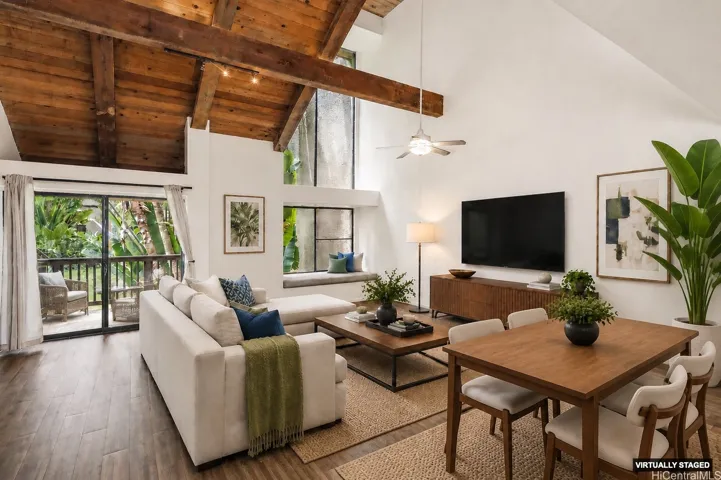 Great room with soaring ceilings and natural light