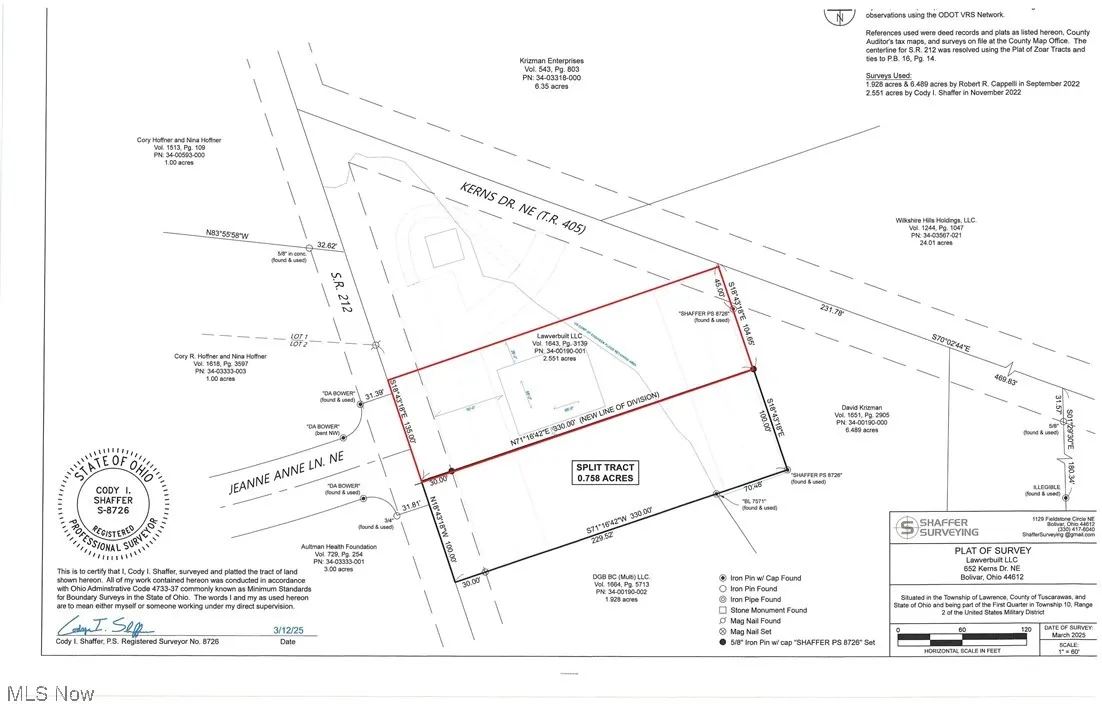 Survey map / technical document featuring property boundaries highlighted
