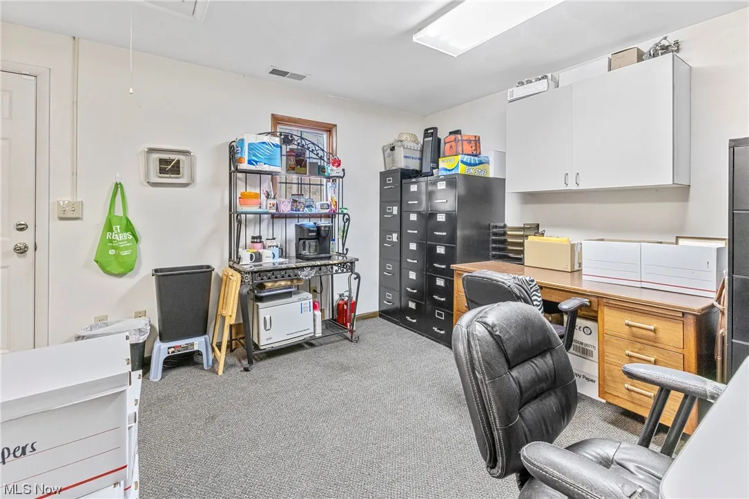office featuring light colored carpet