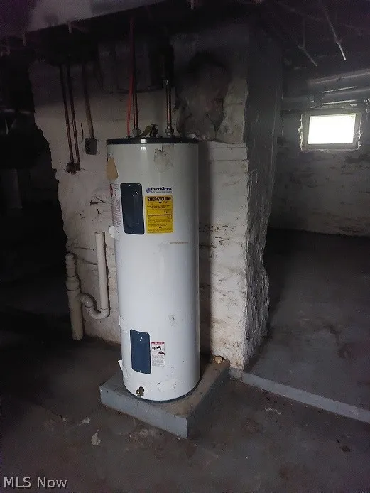 Utility room featuring water heater