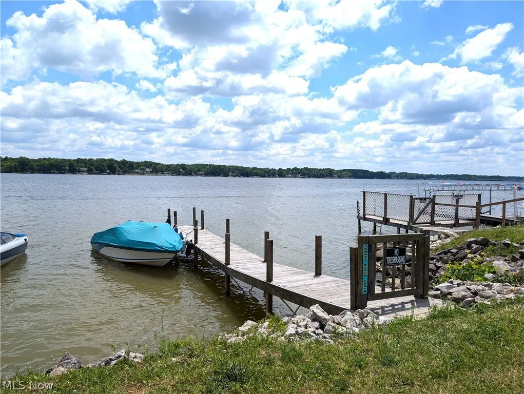 Dock area featuring a water view