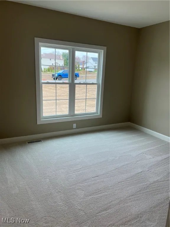 Carpeted empty room with baseboards