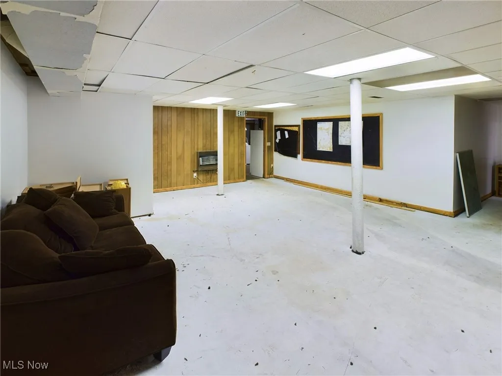 Basement with drop ceiling