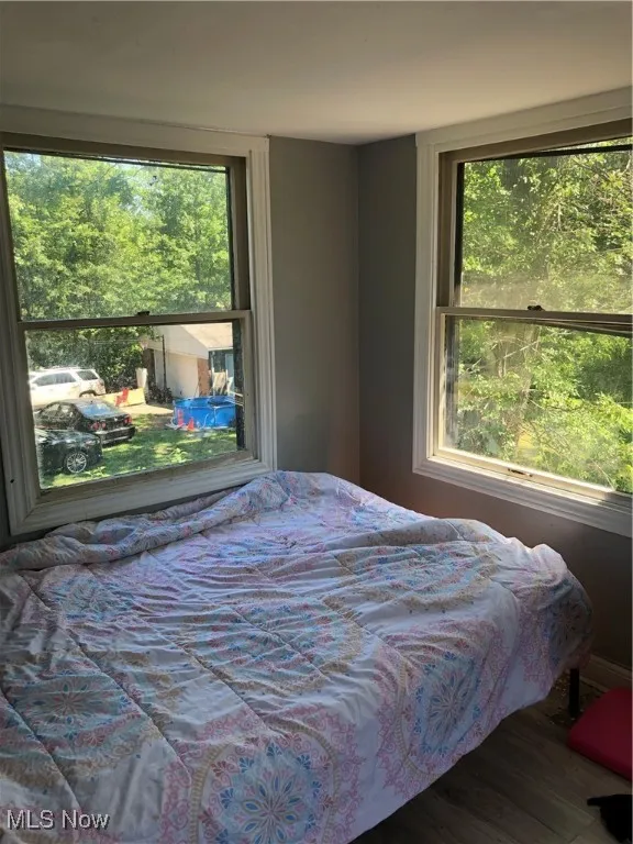 Bedroom featuring multiple windows and hardwood / wood-style flooring