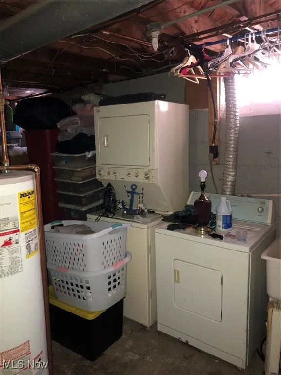 Laundry area with water heater