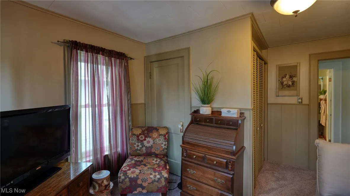 Living area featuring carpet floors
