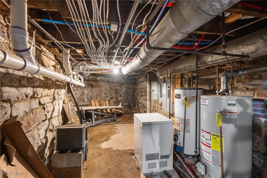 Basement with water heater