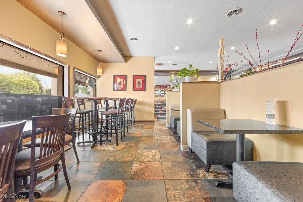 View of tiled dining area