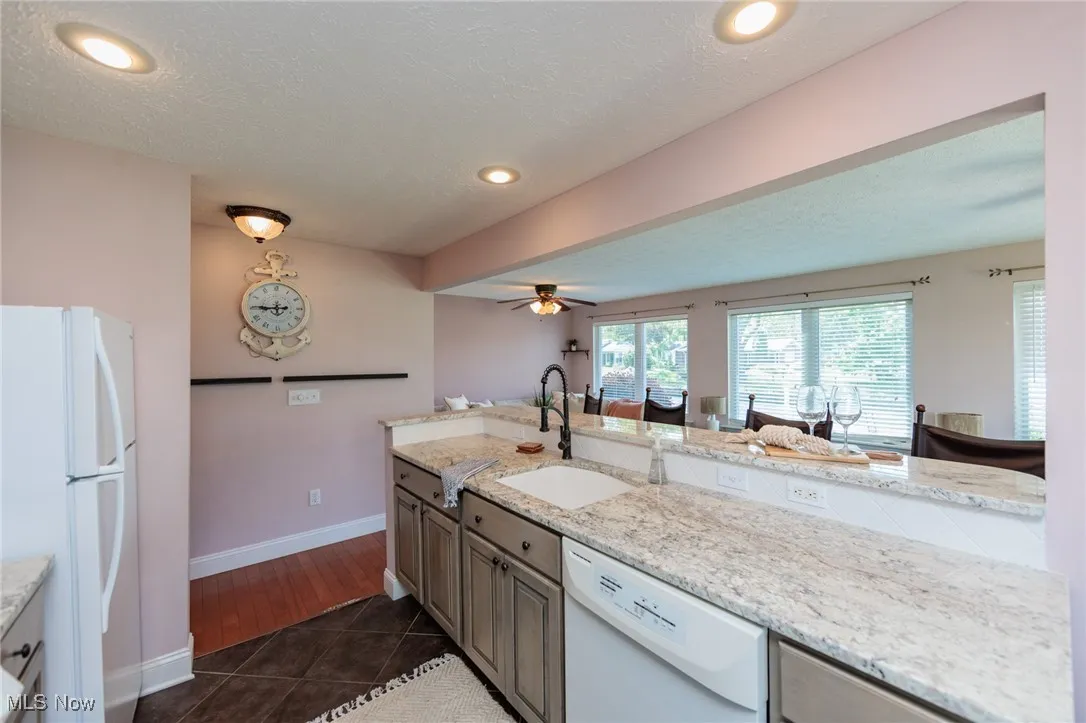 Guest Suite Kitchen and living room area with water views and private driveway and patio area