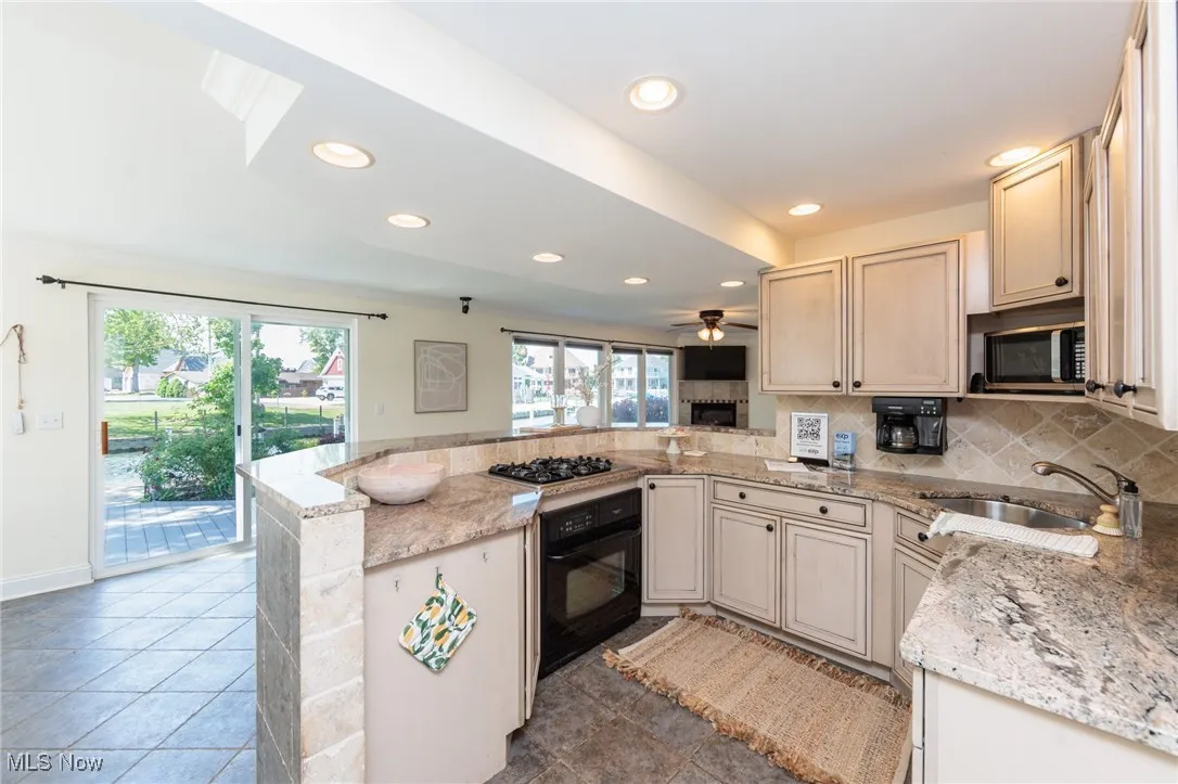 Open kitchen area with water views