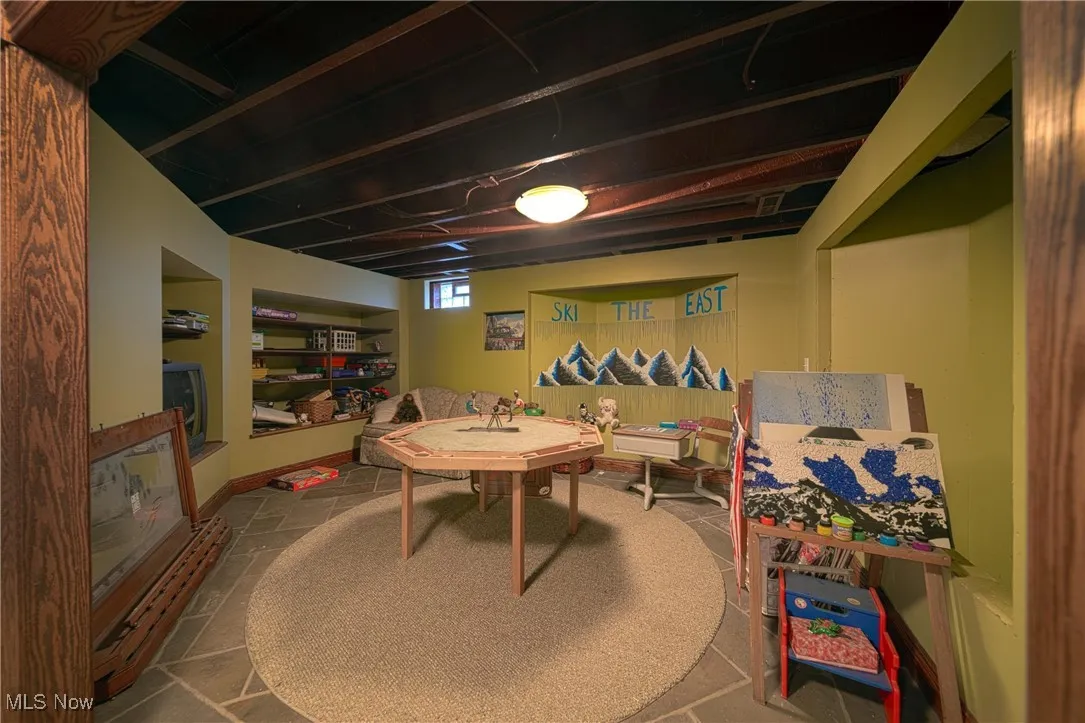 Living area with tile floors