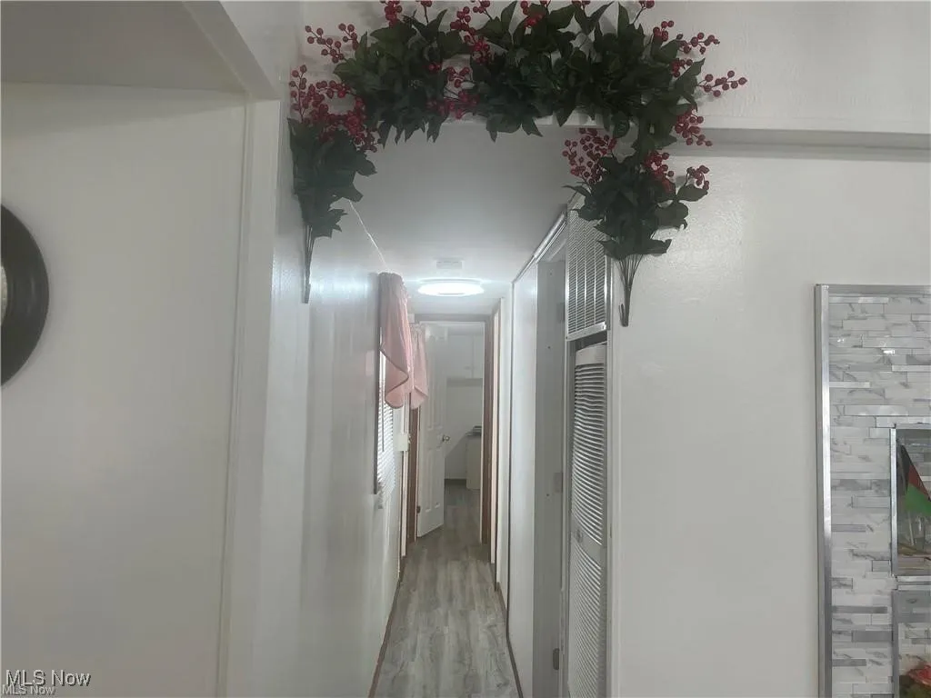 Corridor with light hardwood / wood-style floors