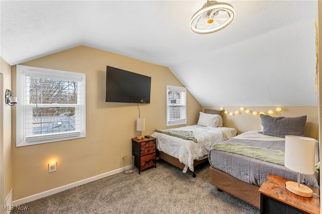 Bedroom with carpet floors