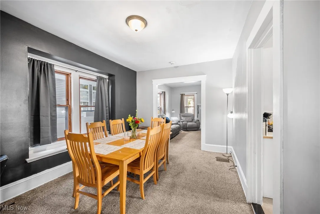 Dining area with carpet