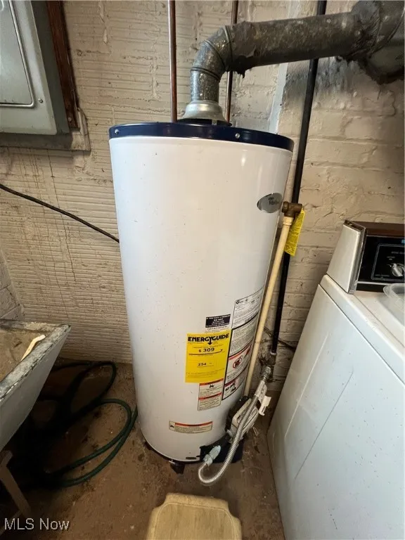 Utilities featuring water heater and washer / clothes dryer