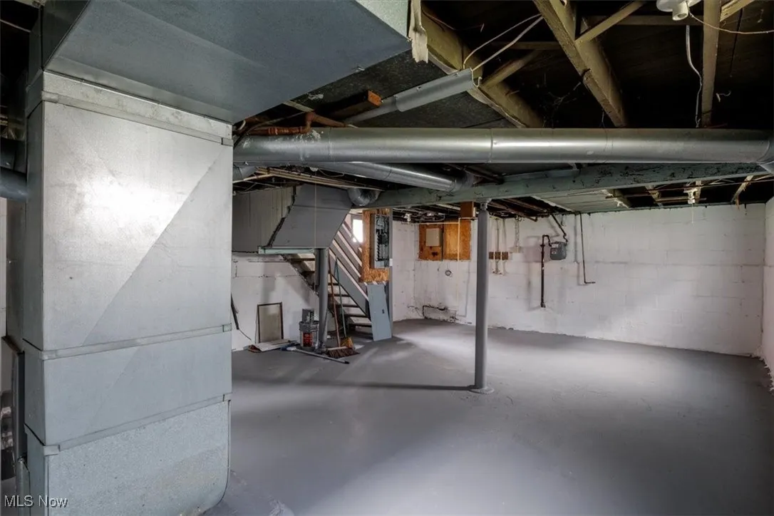 Basement with electric panel