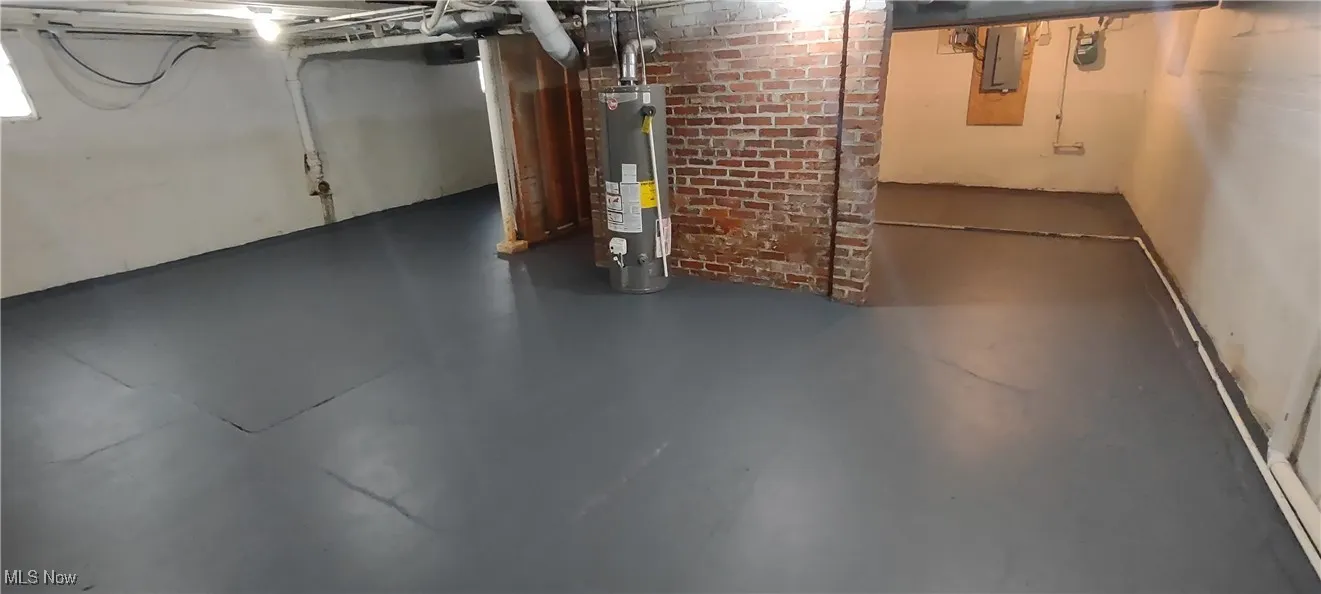 Freshly painted basement walls and floor