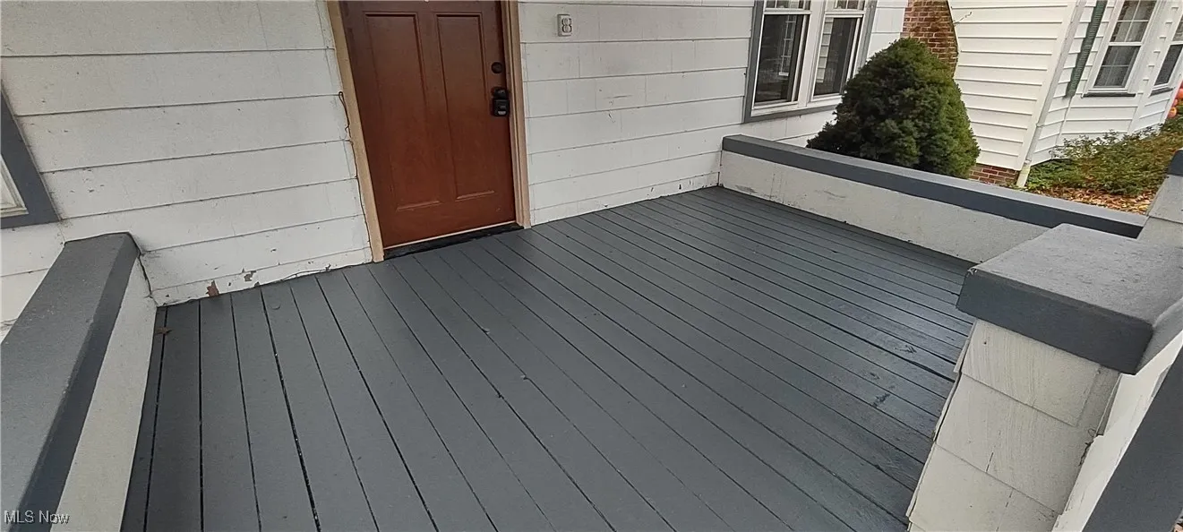 Freshly painted front porch