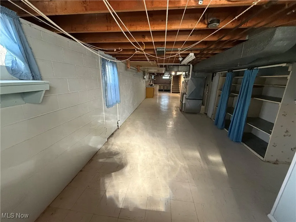 Basement with heating unit