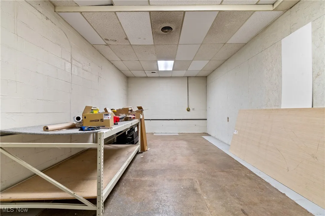 Basement featuring a drop ceiling