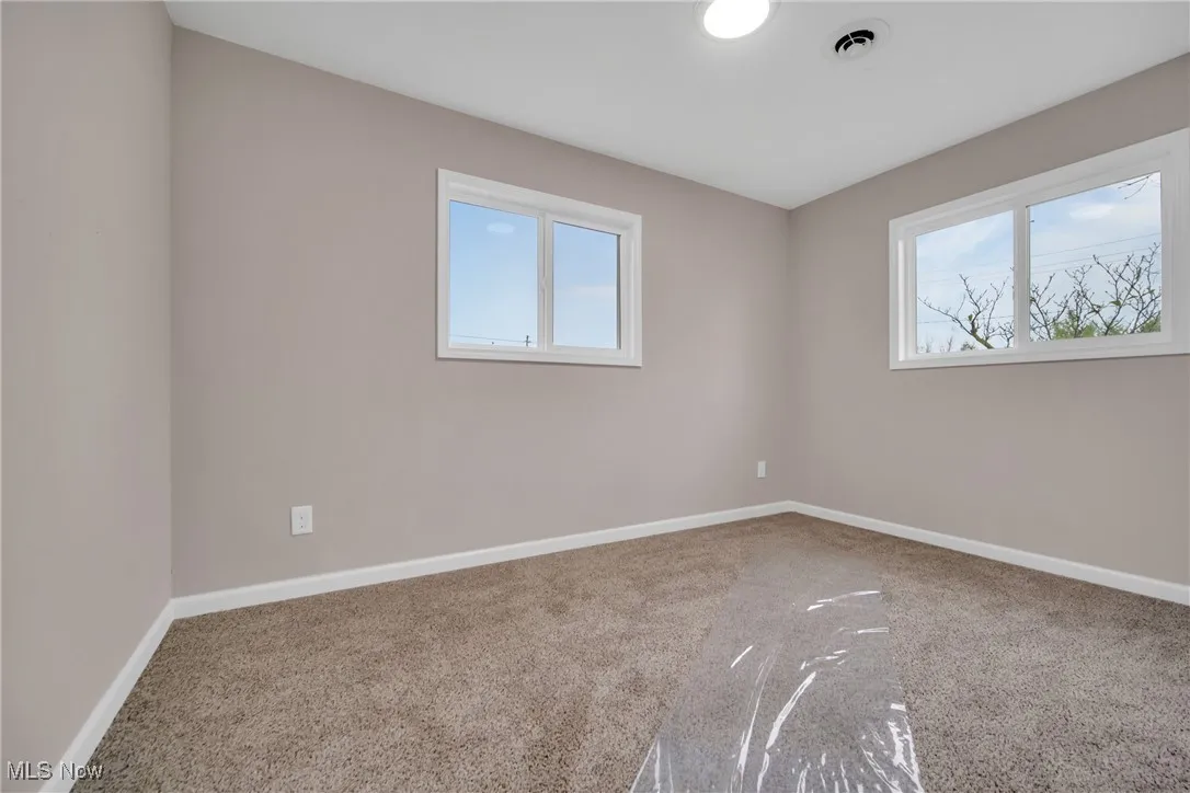Spare room featuring carpet floors and a wealth of natural light