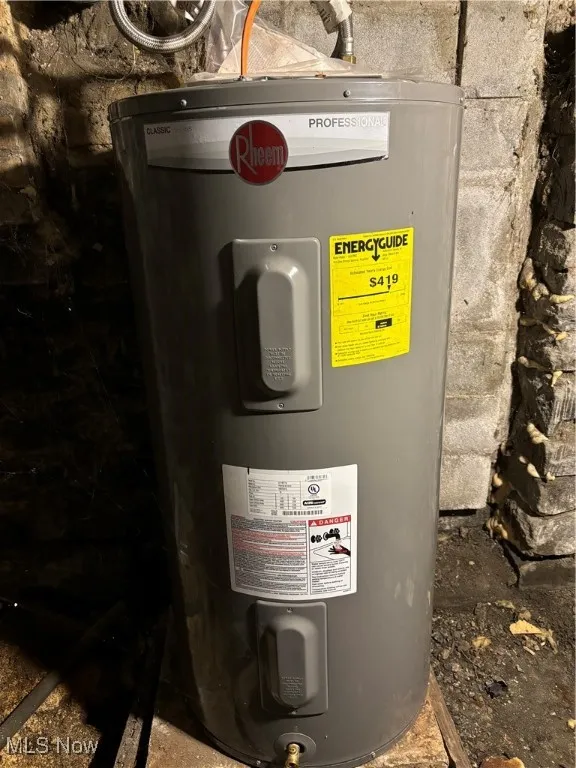 Utility room with electric water heater
