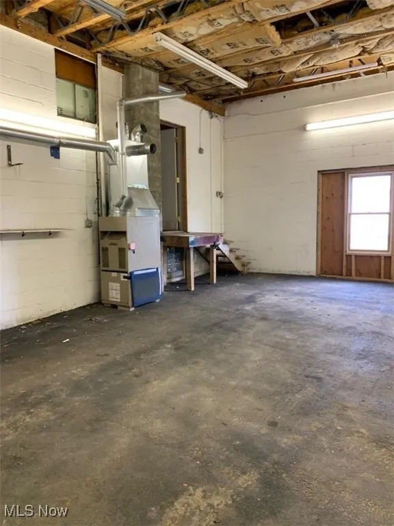 Basement with heating unit