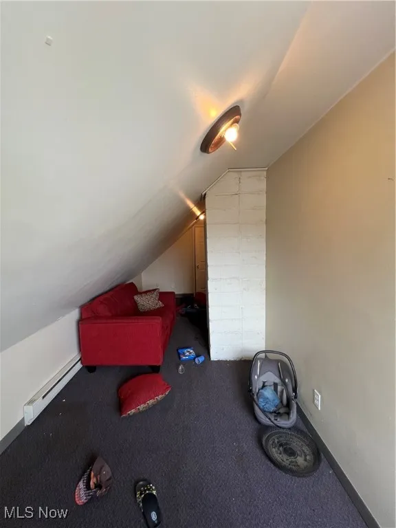 Additional living space with baseboard heating and vaulted ceiling