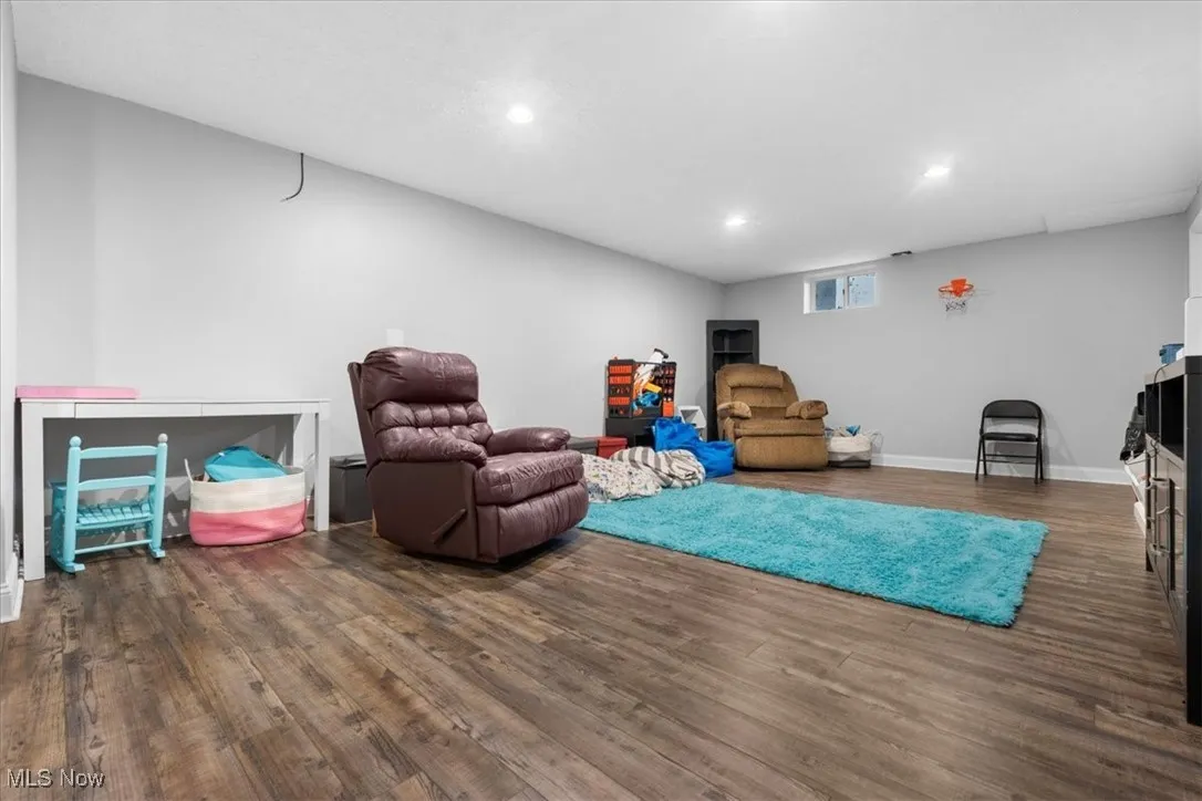 Family room in basement.