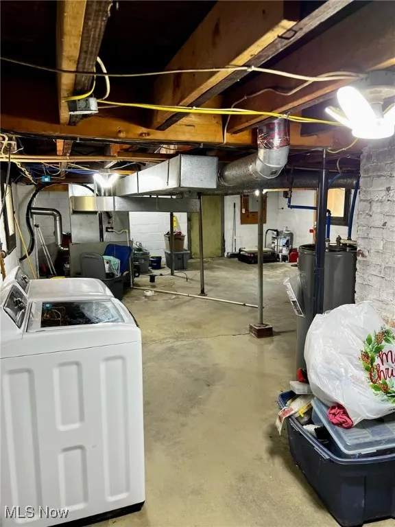 Basement featuring separate washer and dryer