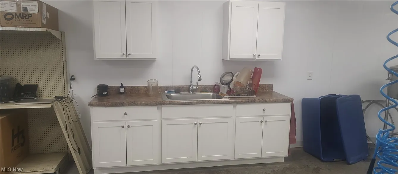 Kitchen with sink and white cabinetry