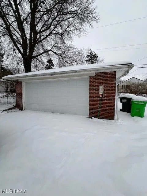 View of snow covered garage
