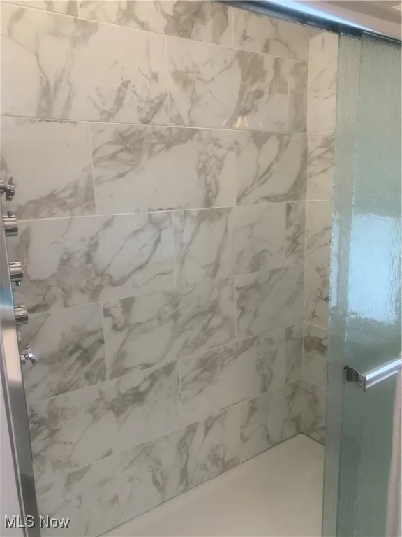 Bathroom with a shower with shower door