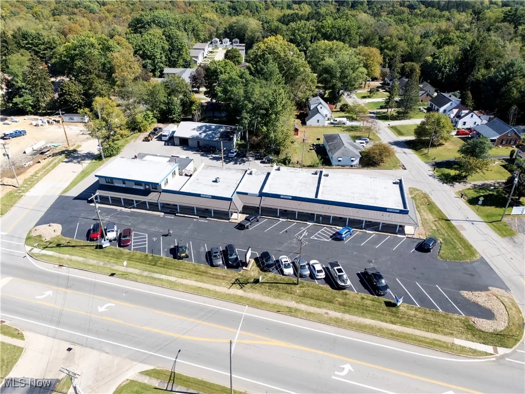 Aerial view of a heavily wooded area