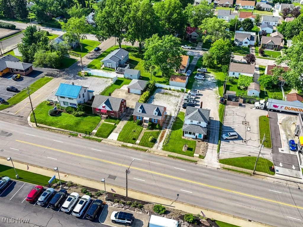 Aerial perspective of suburban area