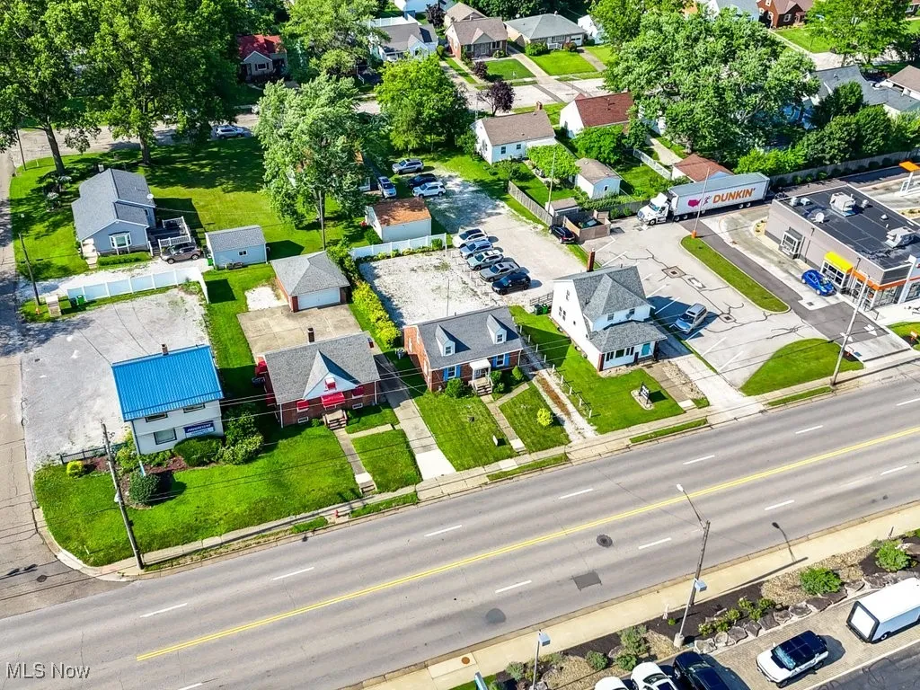 Aerial perspective of suburban area