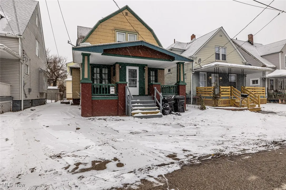 View of front of home featuring covered porch