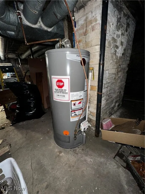 Utility room featuring gas water heater