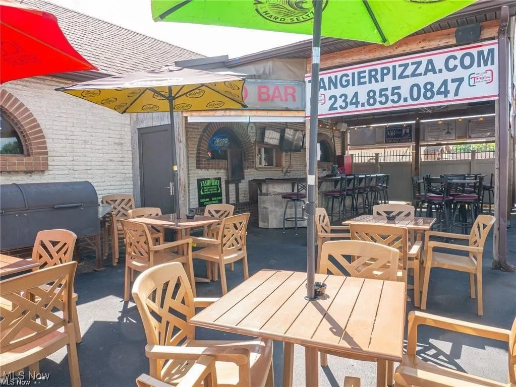 View of patio with area for grilling