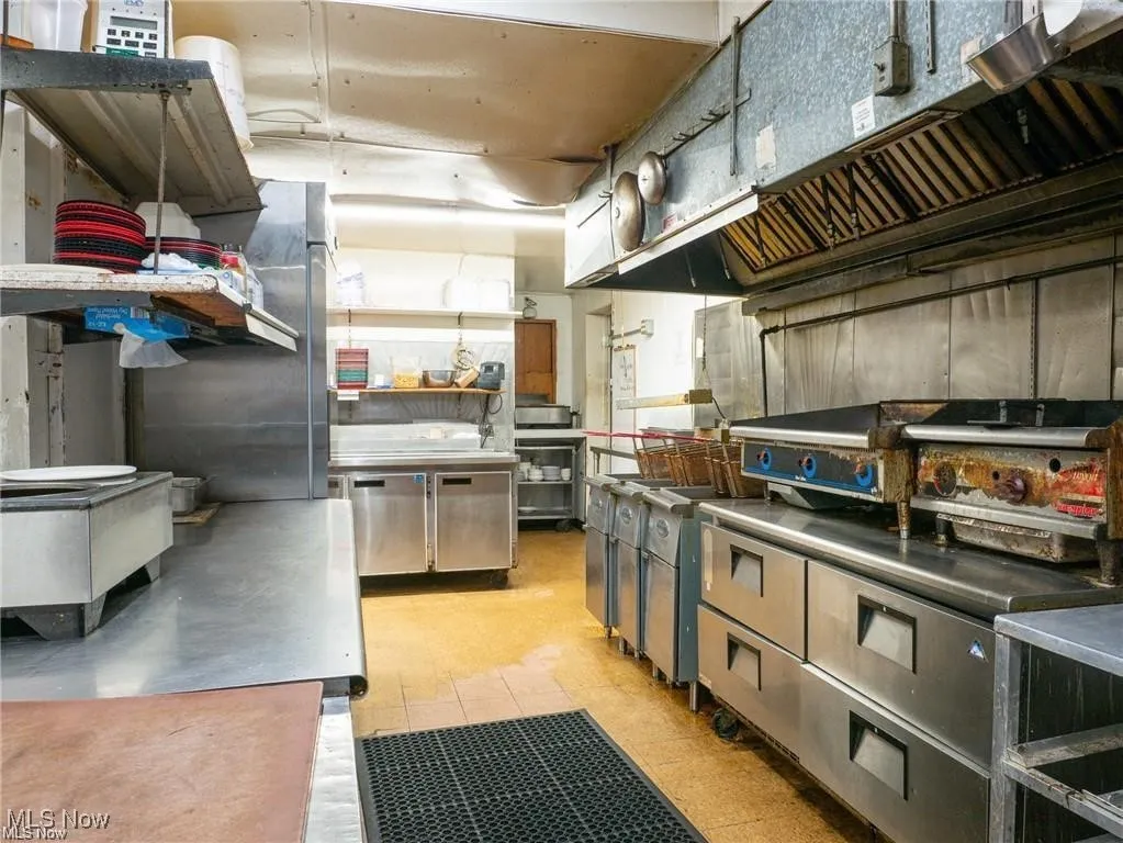 Kitchen with stainless steel counters