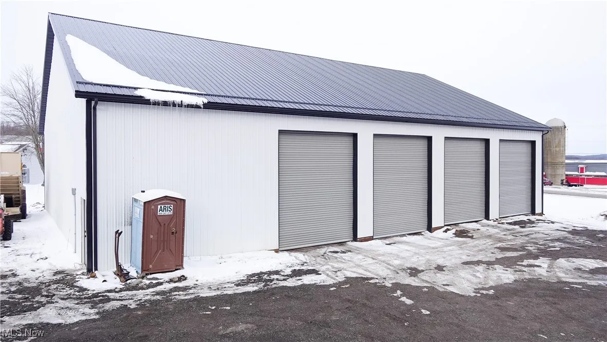 View of snow covered garage