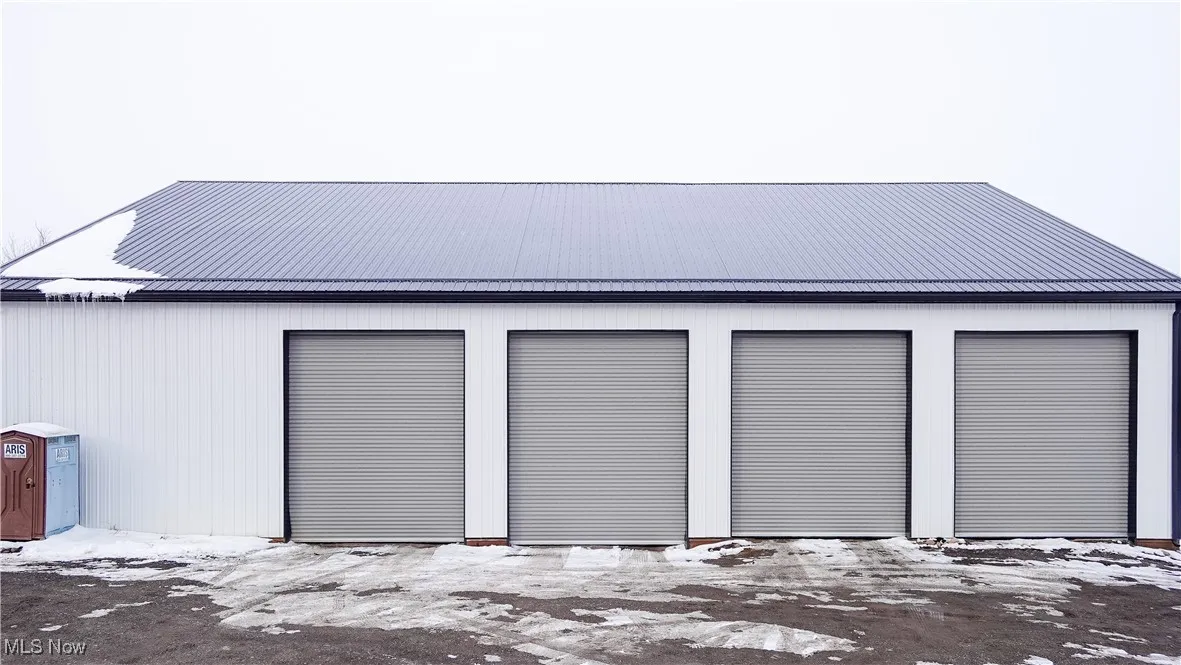 View of snow covered garage