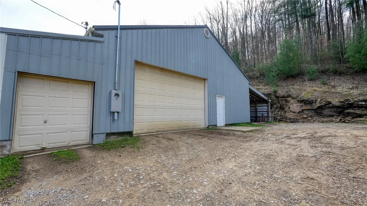 View of detached garage