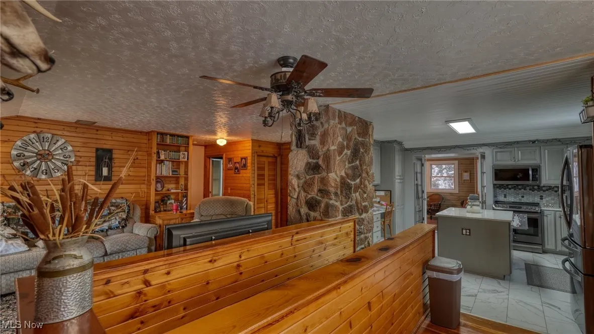 View of the living area and kitchen