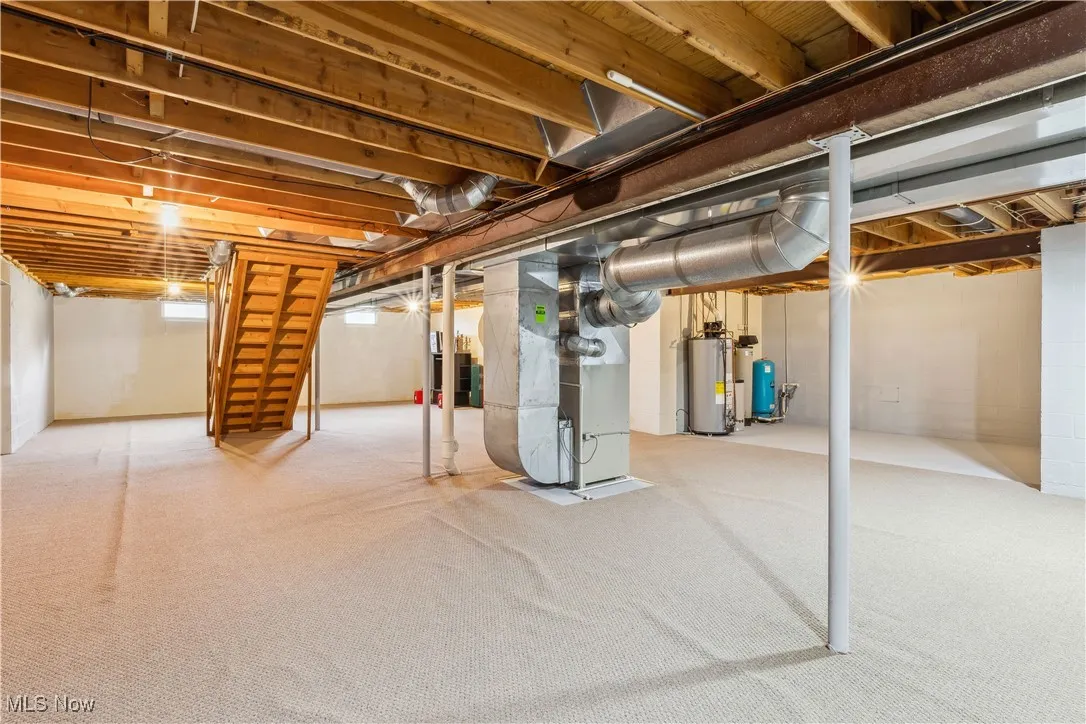 Freshly Painted lower level with carpet on the floor