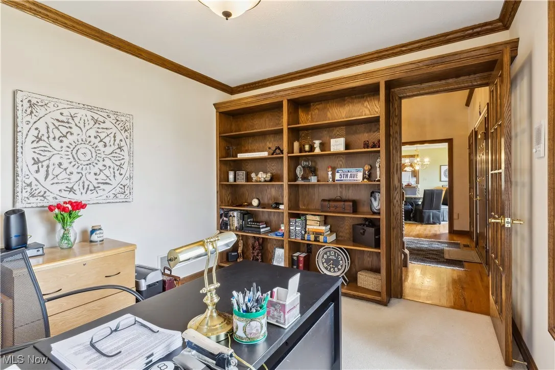 Office with plenty of shelving