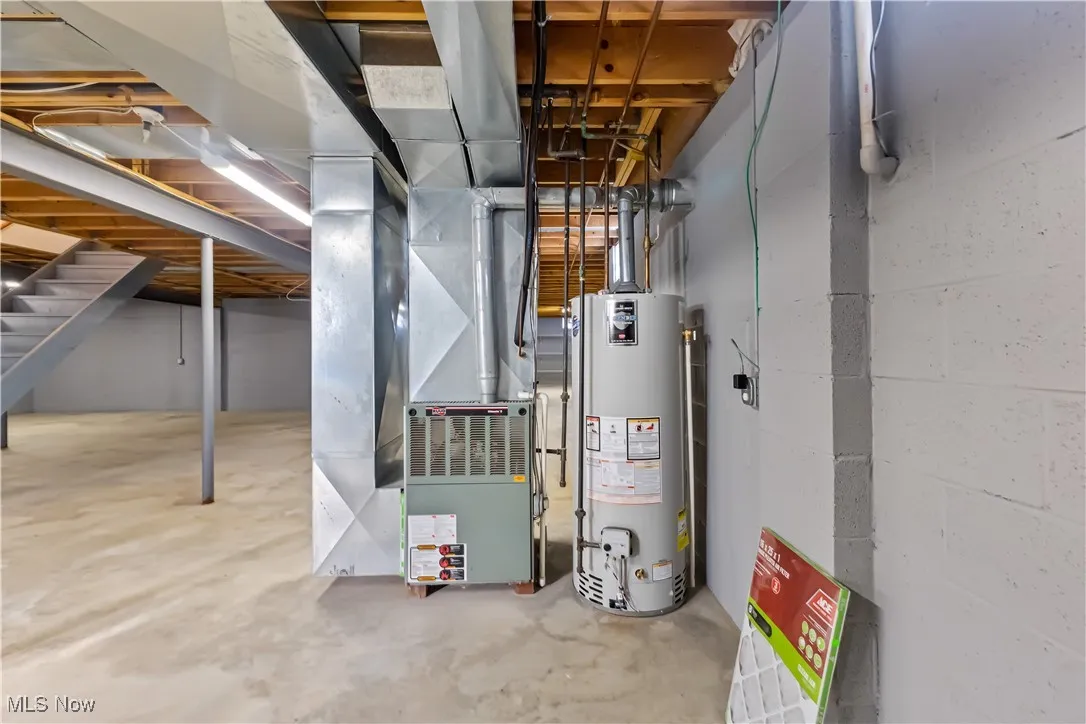 Utilities with heating unit and water heater